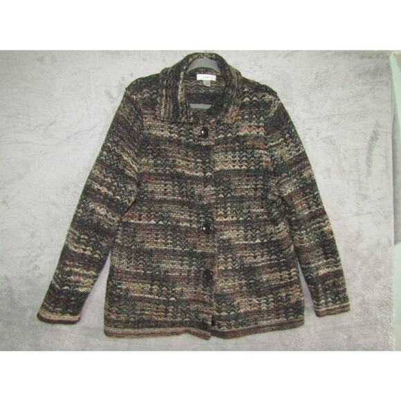 CJ Banks Women’s X Multi-Color Knit Button Jacket Boho Fair Isle Sweater Coat - Picture 1 of 7